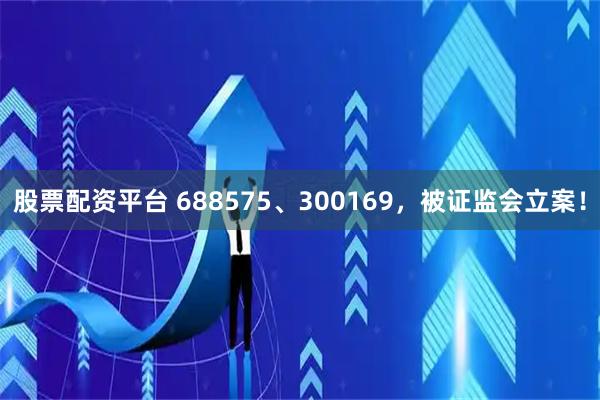 股票配资平台 688575、300169，被证监会立案！